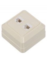 Розетка компьютерная открытой установки, 2 гнезда, 1 А, ABS пластик, IP20, слоновая кость, UNIVersal, RJ45, 1074