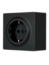 Розетка открытой установки, 1 гнездо, с заземлением, 16 А, 220 В, пластик, IP20, черная, ПБТ, Lezard, Leto, 752-4200-122B