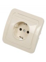 Розетка скрытой установки, 1 гнездо, с заземлением, 16 А, ABS пластик, IP20, слоновая кость, UNIVersal, Валери, Б-В0028