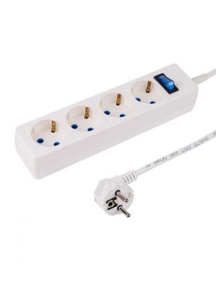 Сетевой фильтр 4 гнезда, 1.5 м, 3х0.75 мм2, с заземлением, 6 А, белый, PROconnect, Standard, 11-7227