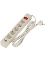 Сетевой фильтр 5 гнезд, 1.9 м, ПВС, 3х1 мм2, с заземлением, 16 А, +2USB +TYPE C 2.0, 3.5 кВт, серый, Jett, 171-602