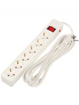 Сетевой фильтр 6 гнезд, 4.7 м, ПВС, 3х1 мм2, с заземлением, 16 А, 3.5 кВт, белый, Jett, 171-215