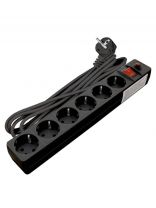 Сетевой фильтр 6 гнезд, 7 м, ПВС, 3х0.75 мм2, с заземлением, 10 А, черный, UNIVersal, 967U-4007