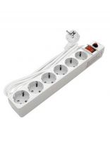 Сетевой фильтр 6 гнезд, 3 м, ПВС, 3х0.75 мм2, с заземлением, 10 А, белый, UNIVersal, 967U-3003