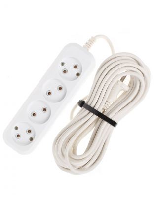 Удлинитель бытовой 4 гнезда, 10 м, ПВС, 2х0.75 мм2, без заземления, 10 А, Jett, РС-4, 155-409