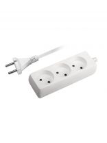 Удлинитель бытовой 3 гнезда, 5 м, 2х0.75 мм2, без заземления, со шторкой, пластик, белый, ФАZА, FE-03-500, 5000193