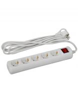 Удлинитель бытовой 5 гнезд, 3 м, ПВС, 3х0.75 мм2, с заземлением, 10 А, выключатель, Эра, UX-5es-3m, Б0035757