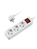 Удлинитель бытовой 3 гнезда, 1.5 м, 3х0.75 мм2, с заземлением, выключатель, пластик, белый, ФАZА, FES-03-300, 5053205