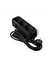 Удлинитель бытовой 3 гнезда, 2 м, ПВС, 2х0.75 мм2, без заземления, черный, UNIVersal, Премиум, Е-203, 2113