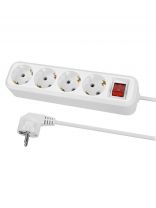 Удлинитель 4 гнезда, 1.5 м, с заземлением, 16 А, выключатель, 3680 Вт, белый, TDM Electric, Народный