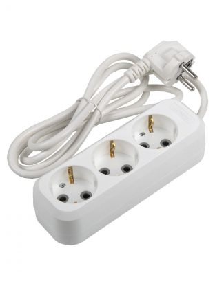 Удлинитель бытовой 3 гнезда, 5 м, ПВС, 2х0.75 мм2, без заземления, 10 А, 2200 Вт, General Lighting Systems, 470080