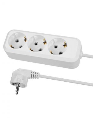 Удлинитель 3 гнезда, 5 м, с заземлением, 16 А, 3680 Вт, белый, TDM Electric, Народный, SQ1303-1402