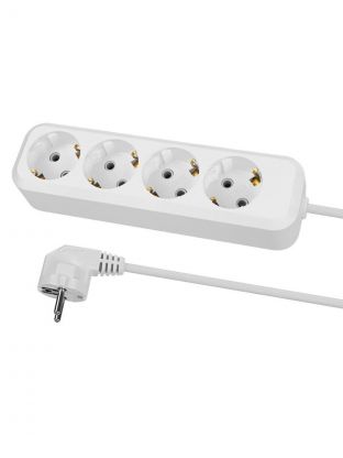 Удлинитель 4 гнезда, 5 м, с заземлением, 16 А, 3680 Вт, белый, TDM Electric, Народный УН3, SQ1303-14