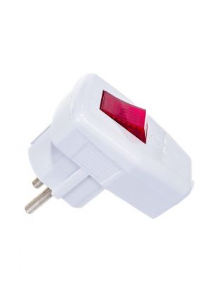 Вилка угловая, с заземлением, 16 А, IP20, 250 В, с выключателем, белая, TDM Electric, SQ1806-0009