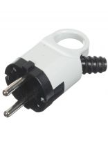 Вилка угловая, с заземлением, 16 А, 250 В, с ушком, белая, TDM Electric, SQ1806-0005