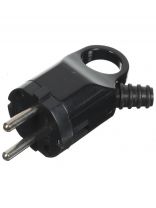 Вилка угловая, с заземлением, 16 А, 250 В, с ушком, черная, TDM Electric, SQ1806-0006