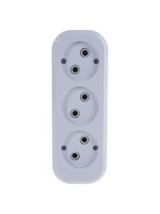 Корпус удлинителя 3 гнезда, 3 полюса, без заземления, 10 А, 2.2 кВт, белый, UNIVersal, E203