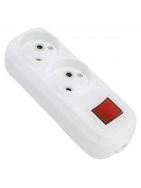 Колодка розеточная 2 гнезда, 2 + 3, с заземлением, 16 А, выключатель, белый, TDM Electric, Народная, SQ1806-0415