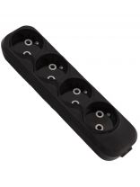 Корпус удлинителя 4 гнезда, 2 полюса, без заземления, 10 А, черный, TDM Electric, Народная, SQ1806-0428