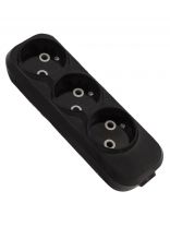 Корпус удлинителя 3 гнезда, 2 полюса, без заземления, 10 А, черный, TDM Electric, Народная, SQ1806-0425