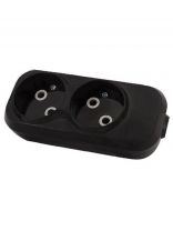 Корпус удлинителя 2 гнезда, 2 полюса, без заземления, 10 А, черный, TDM Electric, Народная