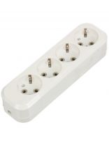 Колодка розеточная 4 гнезда, 2 полюса, с заземлением, 16 А, 220 В, без выключателя, IP20, General Lighting Systems, Easy GSB-16-4-G-IP20, 470056