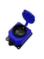 Колодка розеточная 1 гнездо, с заземлением, 16 А, с заглушкой, настенная, IP44, каучук, синий, UNIVersal, 3047