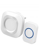 Звонок дверной беспроводной, сетевой, 36 мелодий, кнопка IP 44, мигающий, 150 м, белый, серый, 73-0090