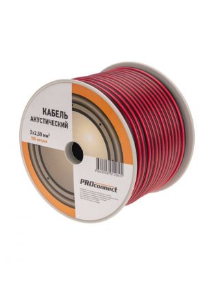 Провод акустический, 2х2.5 мм2, 100 м, красно-черный, PROconnect, 01-6108-6