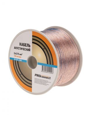 Провод акустический, 2х0.75 мм2, 100 м, прозрачный, PROconnect, BL, 01-6204-6