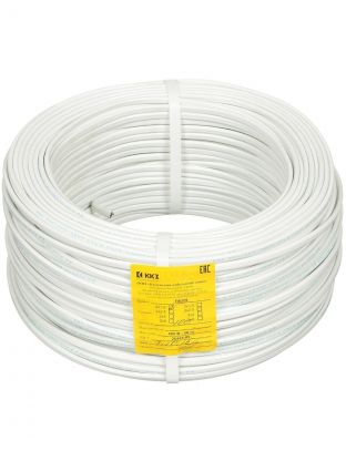 Провод ПУНП, 2х1.5 мм2, 100 м, медь, ПуВВ, ПБПП, ПУНП, ПБВВ, ГОСТ, белый, ККЗ
