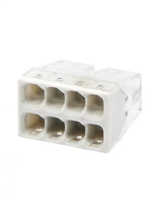 Клемма СМК 772-208, строительно-монтажная, 8 отверстий, пластик, 25 штук / упаковка, 1-4 мм2, In Home, 4690612027302