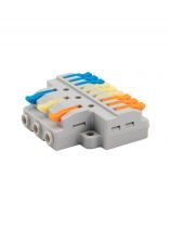 Клемма проходная СМК 3х3, проходная разветвительная, 12 отверстий, 3 полюса, с монтажной площадкой (1 ввод, 3 вывода на полюс), 0.08-4 мм2, Rexant, 07-5232