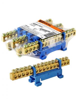Шина нулевая N, с изолятором на DIN-рейку, стойка малая, 15 групп, 6х9 мм, TDM Electric, SQ0801-0015