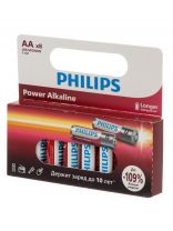 Батарейка Philips, АА (LR6-8BL), Power, алкалиновая, блистер, 8 шт, LR6P8W/51