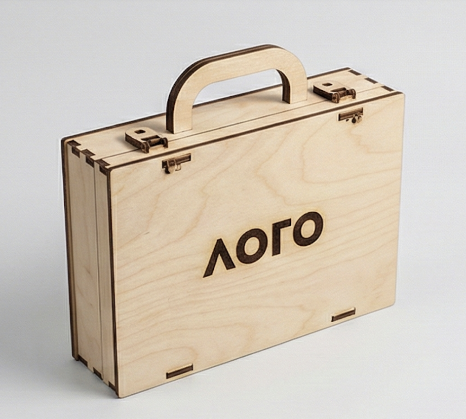 Коробка-чемоданчик с ручкой и логотипом