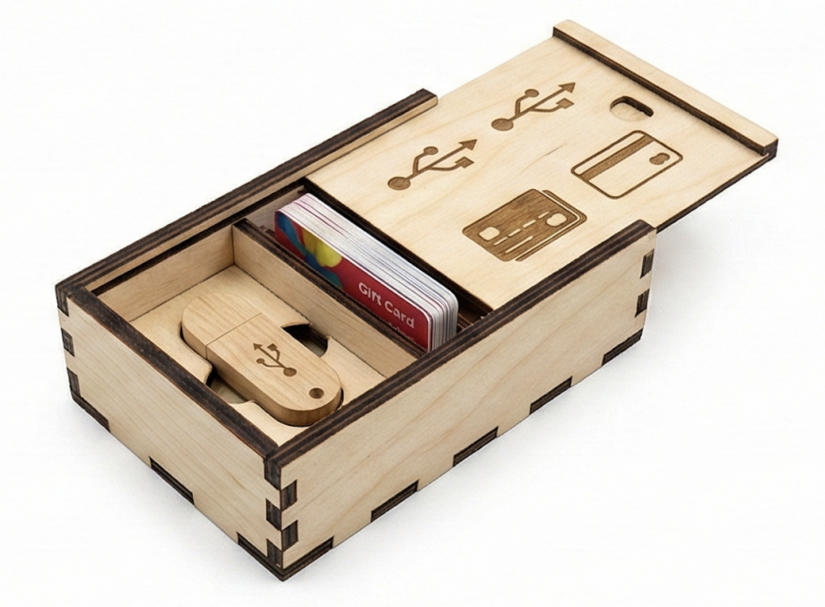 Коробка со сдвижной крышкой для флешки + карточки