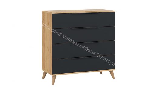 Комод «Джоли» с опорами Бук матовый, Дуб Крафт золотой/Графит матовый