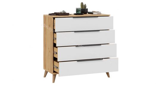 Комод «Джоли» с опорами Бук матовый, Дуб Крафт золотой/Белый матовый