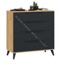 Комод «Джоли» с опорами Черный матовый, Дуб Крафт золотой/Графит матовый