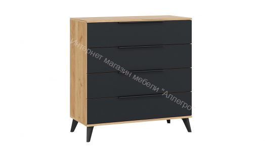 Комод «Джоли» с опорами Черный матовый, Дуб Крафт золотой/Графит матовый