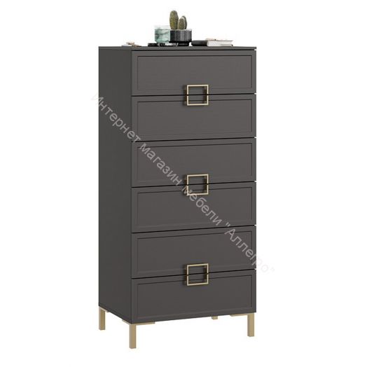 Комод «Стелла» с опорами Золото розовое, Серый вулкан, Фон серый