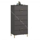 Комод «Стелла» с опорами Золото розовое, Серый вулкан, Фон серый