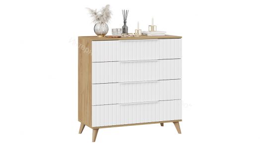 Комод «Хилтон» с опорами Бук матовый, Дуб Крафт золотой, Белый матовый