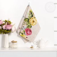 Полотенце кухонное из рогожки "Пионы скатерть"
