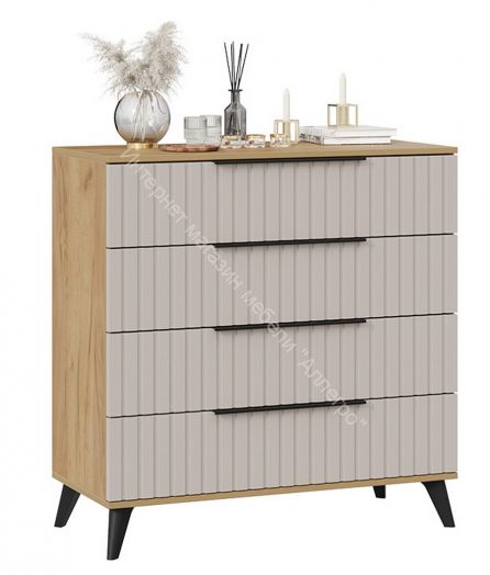 Комод «Хилтон» с опорами Черный матовый, Дуб Крафт золотой, Мокко матовый