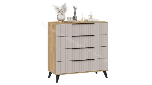 Комод «Хилтон» с опорами Черный матовый, Дуб Крафт золотой, Мокко матовый