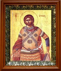 Икона Артемий Антиохийский в киоте с басмой Виноградная Лоза (UV-печать)(30120)