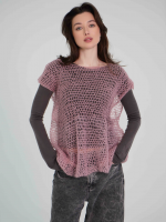 Паутинка из шелка розовая с коротким рукавом