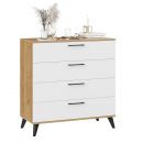 Комод «Нео» с опорами Черный матовый, Дуб Крафт золотой, Белый